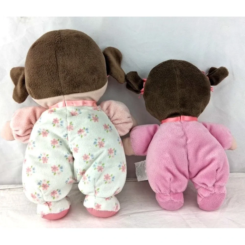 2 Fisher Price Baby Starters Plush Girl My Little Doll Lovey Lot Rattle Brown
